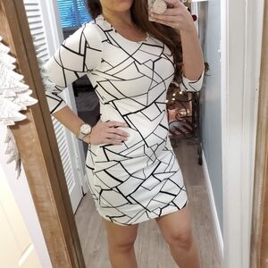 SHEIN Long Sleeve Black and White Dress
